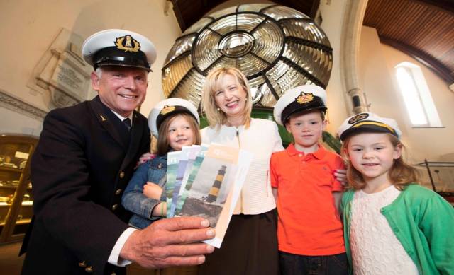 Yvonne Shields, Chief Executive of Irish Lights with the backdrop of the old Baily Lighthouse optic at the National Maritime Museum of Ireland in Dun Laoghaire  