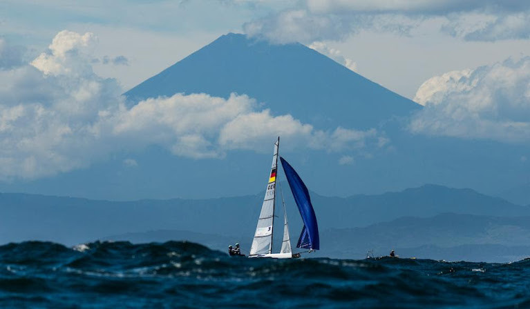Sailing on the Olympic Race course in Japan
