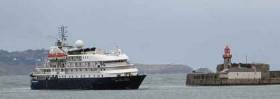 Sea Explorer which in Spring was renamed Hebridean Sky following a multi-million refurbishment for Noble Caledonia made a first call to Dun Laoghaire Harbour today
