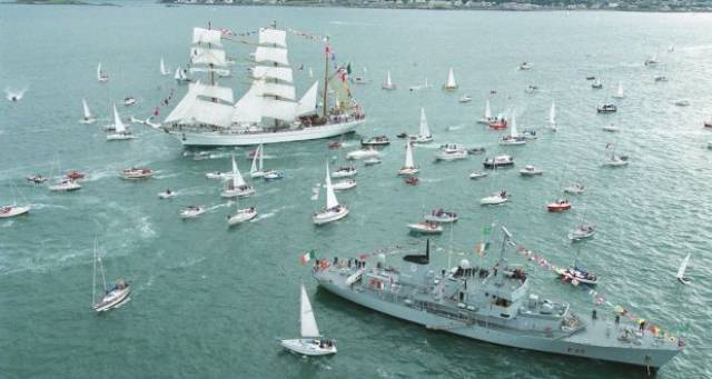 A Greek ship broker and an Irish yacht club are among the inquiries made about the former LE Aisling seen with Tall Ships flotilla off Dun Laoghaire Harbour