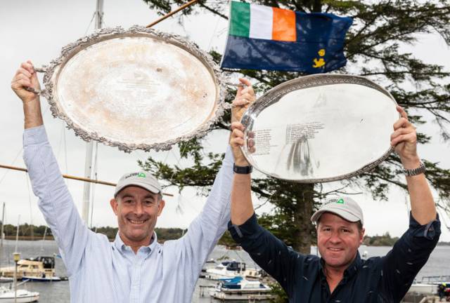 All Ireland winners - Peter Kennedy, the SB20 class nominee (left) from Strangford Lough Yacht Club racing with crew Stephen Kane, overall winner of the ISA All-Ireland Sailing Championship at Lough Ree Yacht Club