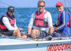 Team Ridgeway - Peter Kennedy (right), sailing with Stephen Kane (centre) and Hammy Baker from Strangford Lough are the 2018 SB20 National Champions