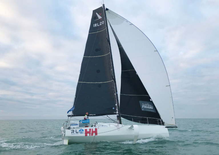 Kenny Rumball at the helm of the RL Sailing Figaro 3, with its North Sails 3Di set-up