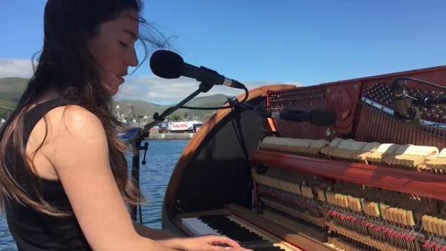 Sailing the world with a piano on board. French woman, Marieke Huysmans Berthou performs open air concerts from the deck of her boat wherever she docks. Berthou had a captivated quayside audience in Dingle at the weekend.