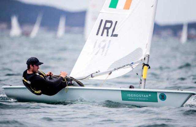 The National Yacht Club's Finn Lynch is just two points off the overall lead of the Laser fleet