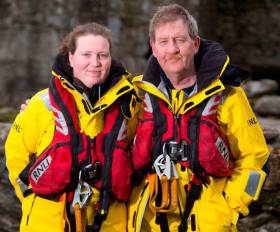 Sinead Myler — with her father Jimmy — who completed her first callout with Arklow RNLI on Wednesday