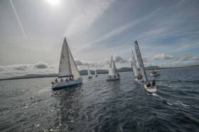 Mixed cruisers come to the line for the start of the Mullaghmore Cruisers Regatta