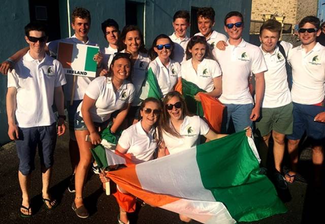 14 sailors are representing Ireland at the event, Cliodhna Ni Shuilleabhain and Niamh Doran (KYC/CSC), Gemma and Cara McDowell (MYC), Kate Lyttle and Niamh Henry (RSGYC), Geoff Power and James McCann(WHSC / RCYC), Shane McLoughlin and Patrick Whyte (HYC / MSC), Ronan Cournane and Ben Walsh (KYC / SSC) and Douglas Elmes and Colin O'Sullivan (HYC), supported by coaches Ross Killian and Graeme Grant.