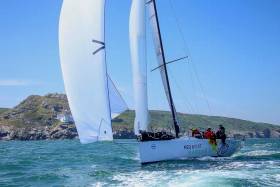  Cool performer. Niall Dowling’s Ker 43 Baraka GP at Wicklow Head at the start of the Volvo Round Ireland Race 2018. Despite being well down the overall rankings off the coast of Mayo, a tactically brilliant second half saw her emerge as line honours victor and overall winner