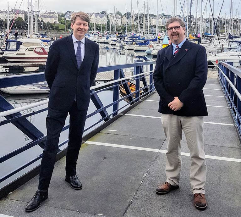 Robin Walker Minister of State (left) with Harbour Master Kevin Baird