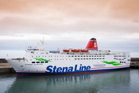 Stena Europe recently returned to Rosslare-Fishguard duties is the operators first ferry on the Irish Sea to receive the new corporate strapline during a refit at H&amp;W, Belfast
