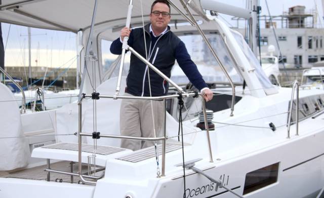 BJ Marine Group Sales Manager James Kirwan onboard an Oceanis 41.1 yacht at BJ Marine's Greystones Harbour Marina base. The Oceanis range goes on show as part of the Beneteau display at the London and Dusseldorf Boat Shows this month
