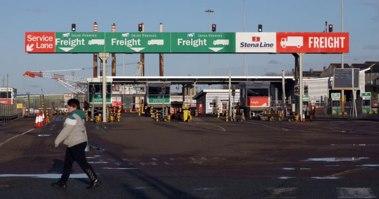The rules have been eased to allow a multi-site freeport and governments will work together on choosing the location/s. Above freight check-in booths of operators Irish Ferries and Stena Line.