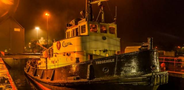 The tug Tregeagle (a veteran dating to 1964) recently received dry-docking in Co. Donegal has returned to service for owners Foyle & Marine Dredging. The Tregeagle given its vintage has a resemblance to a trio of Dublin Port & Docks Board (now Dublin Port Co) tugs, in particular the Coliemore (built 1962) which was sold but became languished in Rushbrooke until scrapped by Cork Dockyard in 2011.