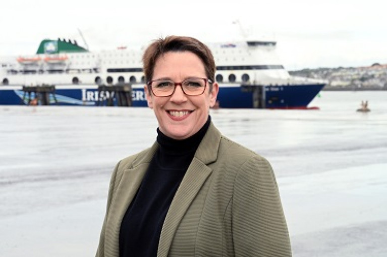 Sharon Adams has joined the Port of Milford Haven as Commercial Manager for Pembroke Port. In the background, Afloat adds is the port's ferry client, Irish Ferries which operates the chartered-in ferry Blue Star 1 on the route to Rosslare, Co. Wexford.