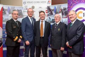 An Tanaiste Simon Coveney (second from left), a keen Cork Week competitor himself, at today&#039;s Regatta Launch at Haulbowline Island. From left: Commodore Michael Malone of the Irish Navy, David Thomas of Volvo, RCYC Admiral Pat Farnan and Irish Sailing President Jack Roy. Scroll down for more photos
