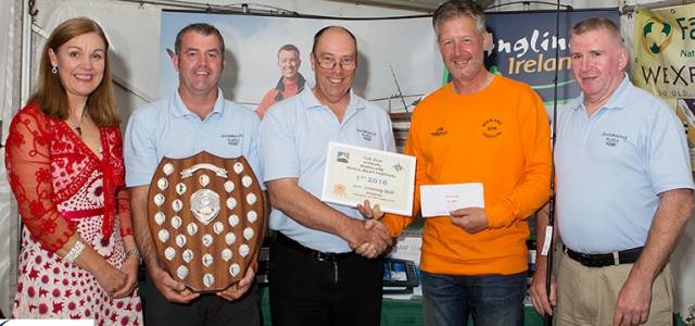 Josie Mahon (Inland Fisheries Ireland), Neville Murphy, Martyn Rayner from the 'Screaming Reels' Boat, with John Belger (UK Organiser of the Rosslare Small Boats Festival) and Seirt Shultz , also from 'Screaming Reels'
