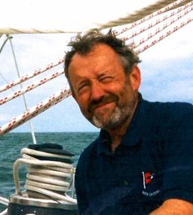 Never happier than when at sea - Donal Lynch in 1998, aboard the Swan 55 Rambler.