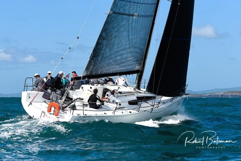 Paul O&#039;Higgins&#039; champion JPK 10.80 Rockabill VI in action off the West Cork coast in Calves Week. She has raced round or past the Fastnet Rock several times in other events, but this year the star Dun Laoghaire boat will be doing the Rolex Fastnet Race itself for the first time
