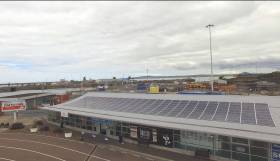 The project involved the fitting of four 50kWp Solar PV panel arrays to the roofs of terminal buildings, garage and shore shop as above