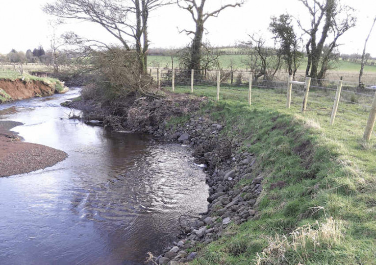 New fencing on the Aghlisk River in Co Tyrone which was threatened by bank erosion