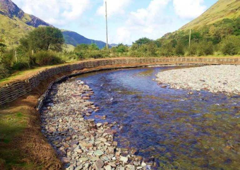 Completed bank works at the Glenumera fishery in Co Mayo