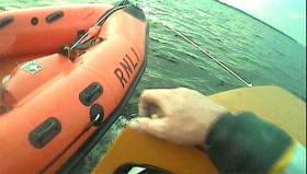 Lough Derg RNLI carry out an alongside tow of a motorboat grounded at Kylenoe Rocks last night