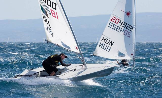 Finn Lynch racing in Croatia. In May in Mexico in a last gasp chance he took the Irish Mens Olympic place in the Laser class.