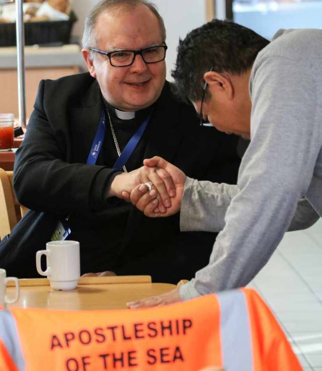 Bishop Robert Byrne at a visit to Tyne Port