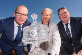 Simon Coveney TD, Minister for Housing, Planning and Local Government; Susan Horgan, Rear Commodore Kinsale Yacht Club and David O&#039;Sullivan, Vice Commodore, Kinsale Yacht Club pictured at the launch of The O’Leary Life &amp; Pensions Sovereign’s Cup 2017 at the West Cork Club