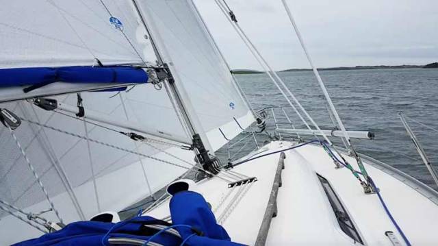NSI trialling of new North Sails Tour Xi cruising sails on Strangford Lough recently on Peter Niblock's Moody S31 "Zeelander"