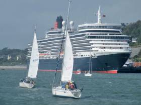 Cunard Line’s Vista class cruise ship Queen Elizabeth berthed at Cobh