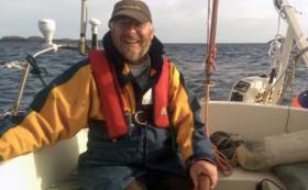 Richard Kennedy on board Seachrán, sailing for Inisbofin