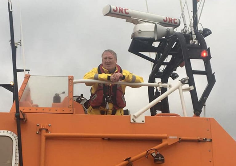 Brian Kehoe on board the Tamar class lifeboat Killarney