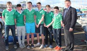 Leinster Schools Team Racing Winners Gonzaga College SJ with (right) Frank O&#039;Beirne of the Royal St. George Yacht Club