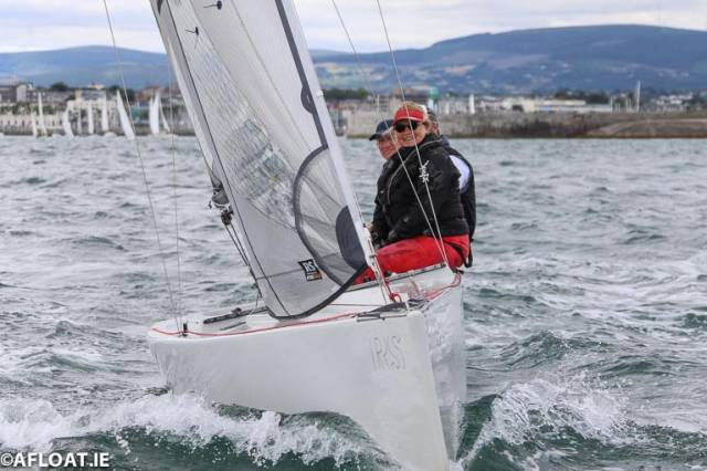 Mike McIntyre and his two man crew lead the RS Elites at Dun Laoghaire