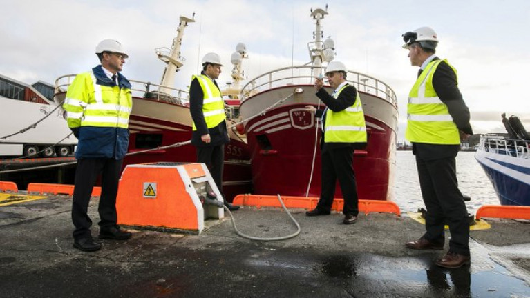 Killybegs Harbour project is aimed at reducing emissions by allowing diesel engines on trawlers, that would normally be running to heat and provide power, to be replaced by clean mains power while in port.