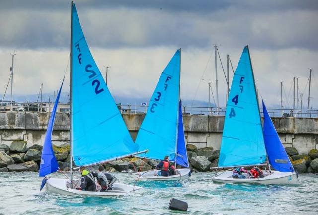 College team racing in Firefly dinghies in Dun Laoghaire Harbour. A new Dublin Team Racing League aims to build on September's Elmo Cup momentum and bridge the gap to college team racing