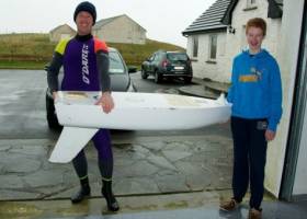 Keith Roberts and his son, Graham, discovered CFCC’s unmanned research vessel while kayaking in Ireland. The boat has traveled 6,000 miles in eight months