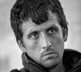 The stressed face of the lone skipper. This is Tom Dolan at the briefing in Pornichet before his first major single-handed race in 2015, in which he would sail a borrowed and far-from-new Pogo 650 Mark 2. Two days before the start, he had discovered a fractured spreader bracket on the mast. To fix it, he had to take down the mast, drive to La Rochelle for a replacement bracket, fit it, and then re-step the mast on the night before the race. That final stage was completed with the help of ten fellow-skippers, typical of the camaraderie of the Mini 650 class
