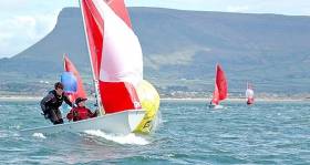 Mirror dinghy racing on Sligo Bay under Ben Bulben in 2016