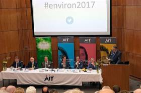 Minister of State for Flood Relief Seán Canney addresses Environ 2017 in Athlone on Monday 10 April