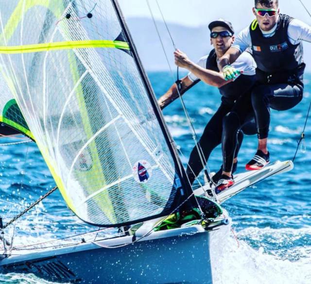 By their own admission, Ryan Seaton and Seafra Guilfoyle (above) 'made life difficult for themselves' at the 49er Europeans but the Irish pair are through to gold fleet racing