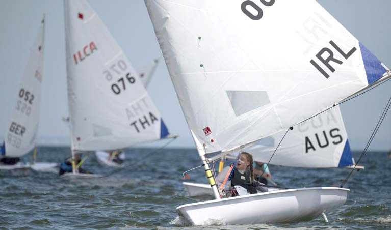Howth's Eve McMahon on her way to a top 20 result after the first day of the Laser Radial Worlds in Melbourne