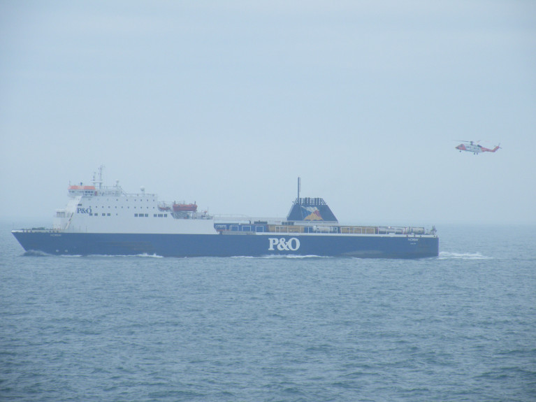 P&amp;O is struggling to convince UK ministers to agree to put in £150m from taxpayers. The ferry firm delivers around 15pc of all the goods imported into Britain. Above AFLOAT adds in this file photo is underway on the Irish Sea P&amp;O&#039;s Dublin-Liverpool freight/passenger (ropax) ferry Norbay. Note astern of the freight trailers on the upper deck is an Irish Coast Guard helicopter on a training exercise. 