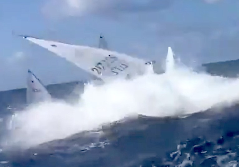 Lanzarote Wave Wipe Out for Annalise Murphy. See video below