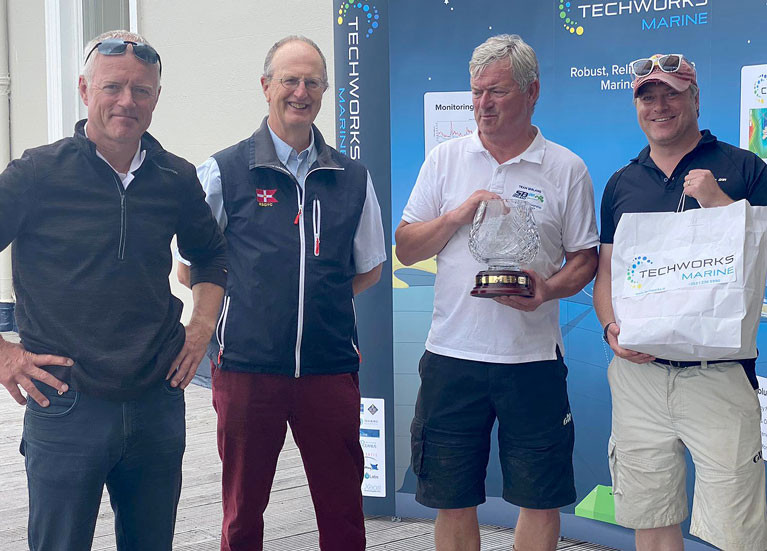 SB20 winners at the RSTGYC - Bád Jimmy Dowling, Royal St George Commodore Peter Bowring, Jerry Dowling and Stefan Hyde