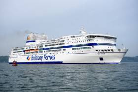 Sporting the new Brittany Ferries livery is flagship Pont-Aven when in Cork Harbour before technical issues began to beset the cruiseferry as sailings once again are cancelled on the Cork-Roscoff route next weekend (Sat. 1 June) 