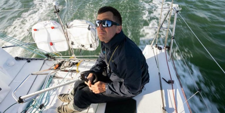 Serious business. Tom Dolan in the process of restructuring his sailing on Smurfit Kappa after good speed but erratic tactics provided frustration in the Figaro Solitaire 2019, a situation he and his support team successfully rectified for 2020's race