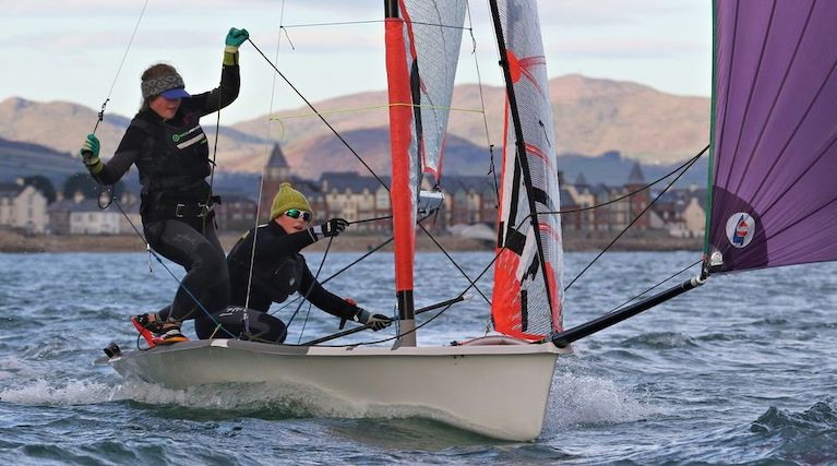 Lauren McDowell (helm) and Erin McIlwaine in the 29er training at Newcastle Co Down are among the Mary Peters Trust awardees